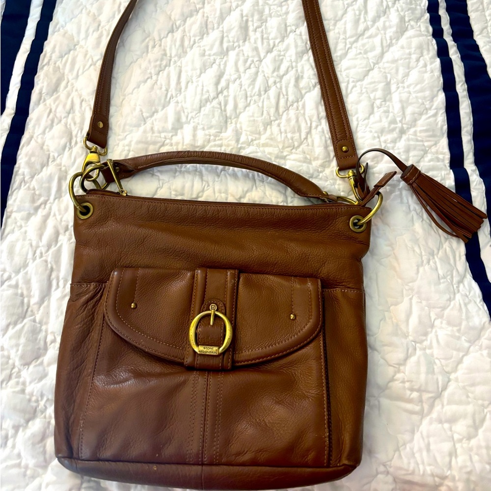 Stone Mountain tan leather crossbody bag